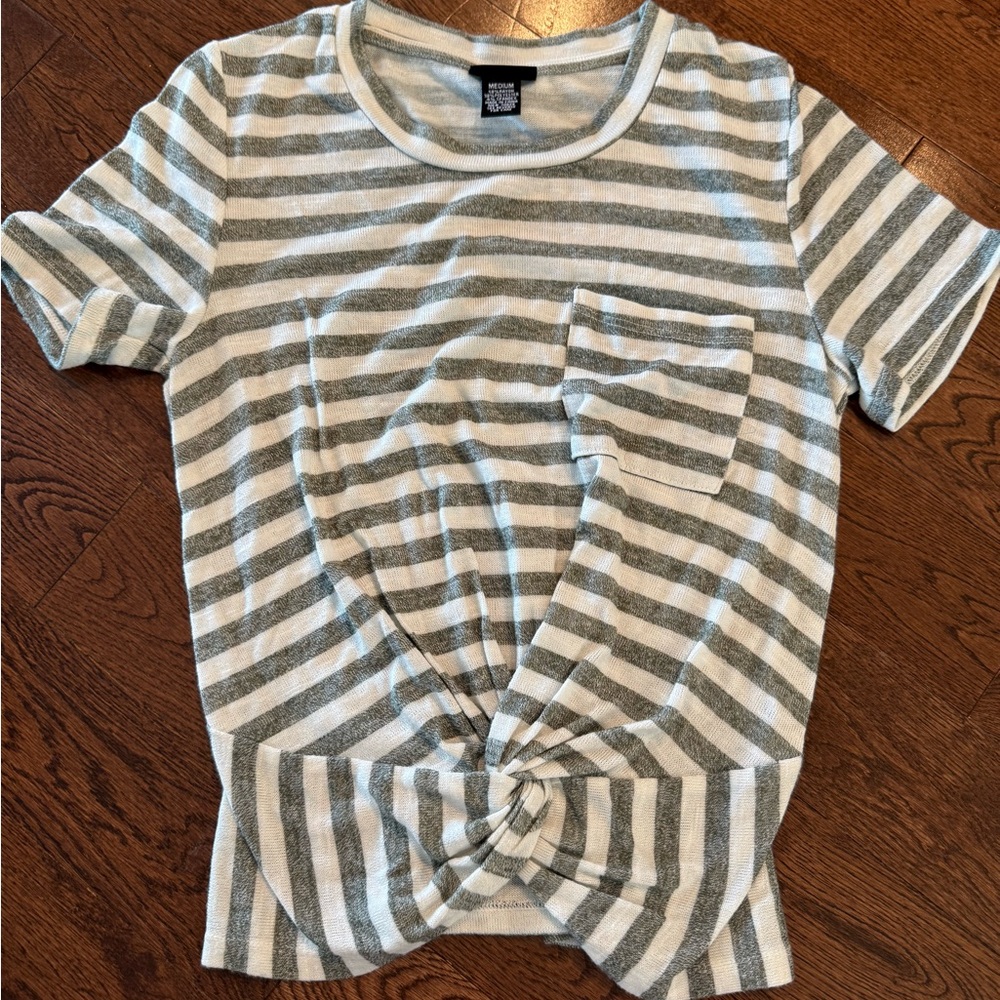 Rue21 Green and White Striped Top